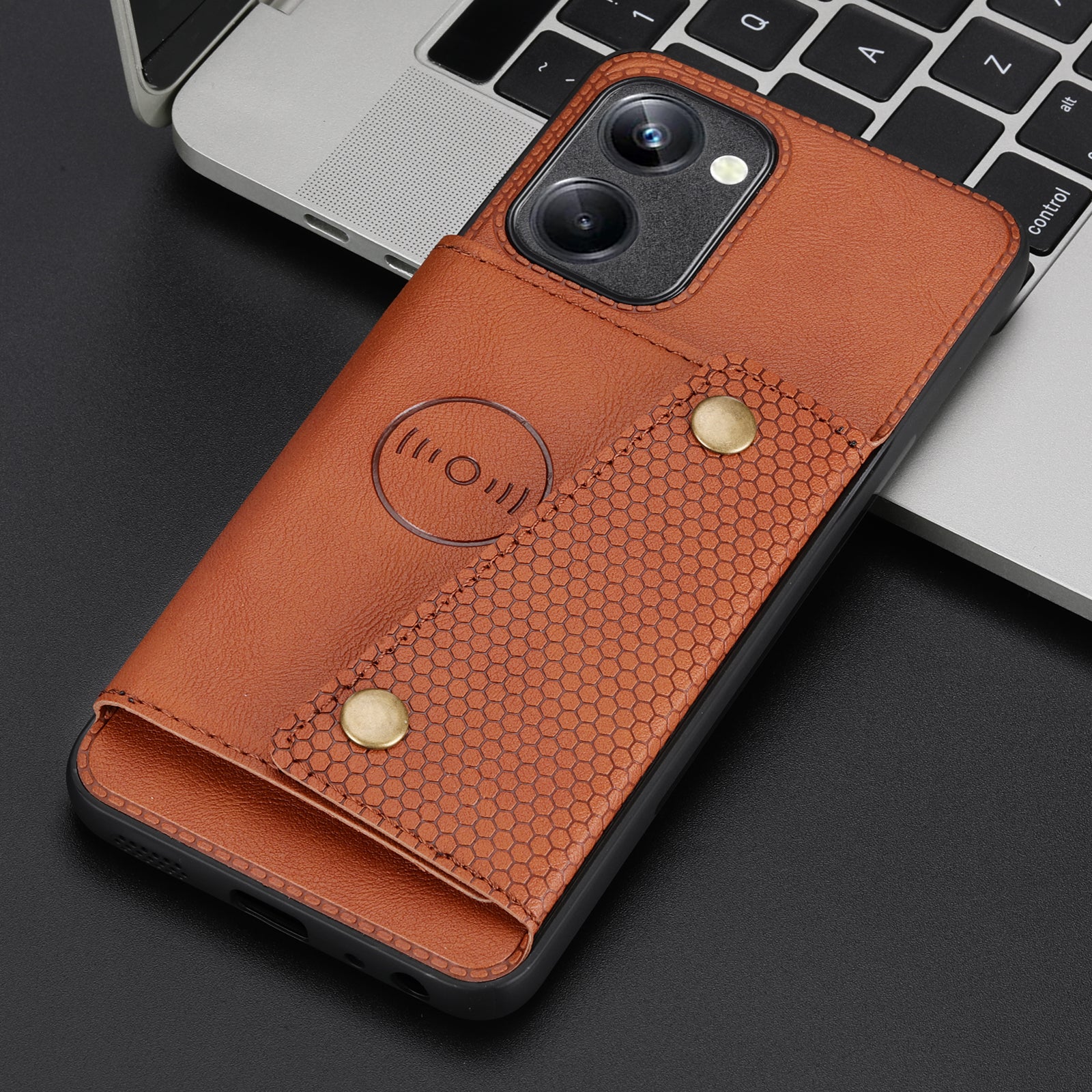 Kickstand Phone Case for Realme 10 Pro 5G Dual Button Card Holder PU Leather Coated TPU Cover with Built-in Metal Sheet Kickstand Phone Case for Realme 10 Pro 5G Dual Button Card Holder PU Leather Coated TPU Cover with Built-in Metal Sheet